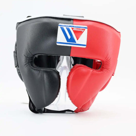 Winning Boxing Headgear Black/Red Padded Head Guard for Daily Drills