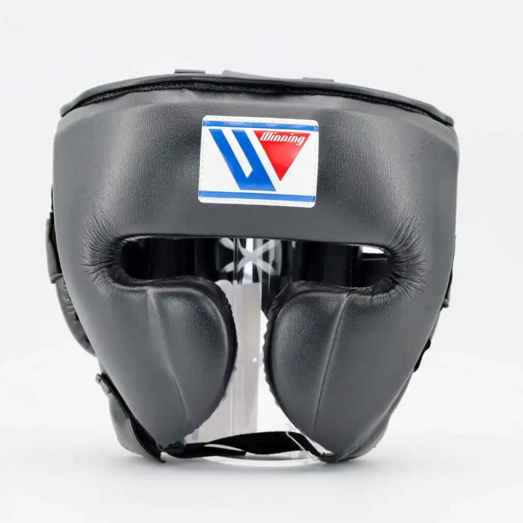 Winning Boxing Headgear Black Leather Head Guard for Training