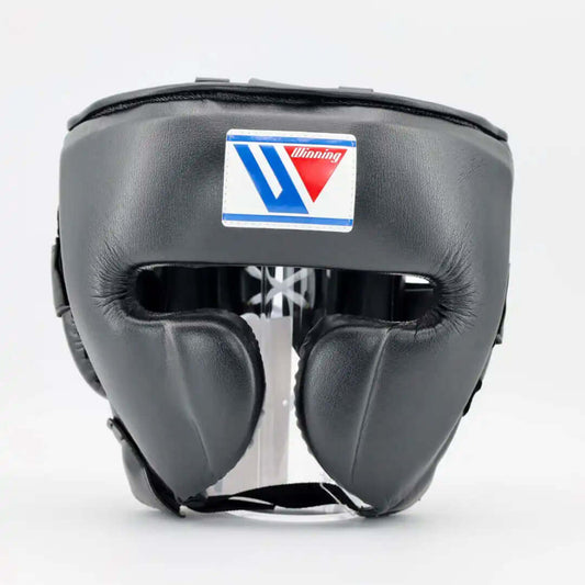 Winning Boxing Headgear Black Leather Head Guard for Training