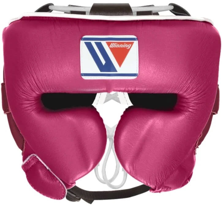 Winning Boxing Headgear Dark-Pink/White Padded Head Guard for Coach Use