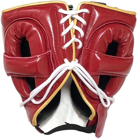 Winning Boxing Headgear Maroon/Gold Head Guard for Boxing Training Back View