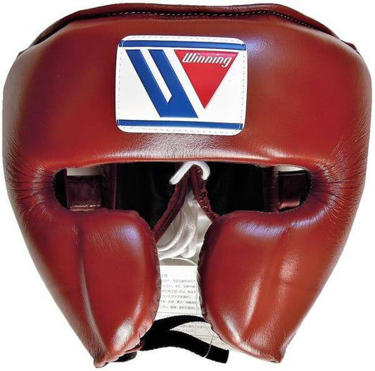 Winning Boxing Headgear Maroon Padded Leather Head Guard for Sparring