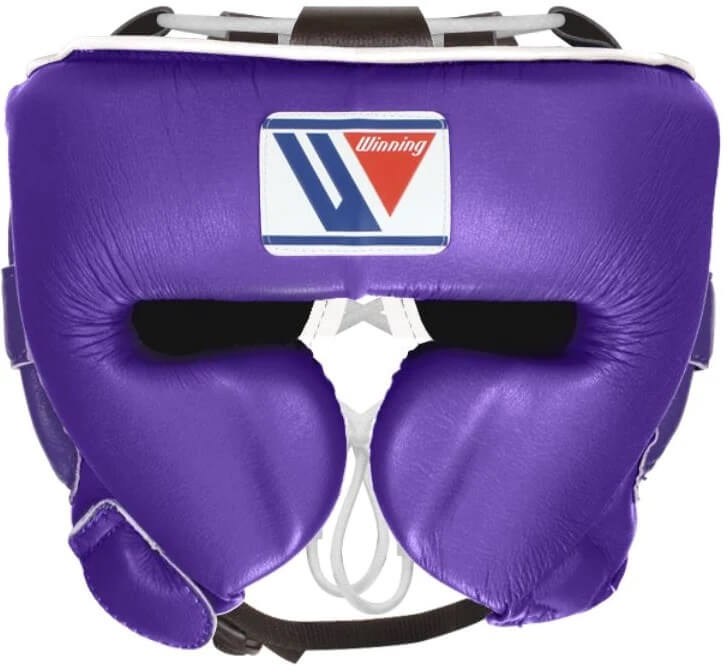 Winning Boxing Headgear Purple Head Guard with Secure Straps