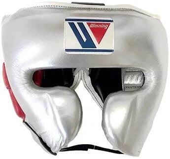 Winning Boxing Headgear Silver/Pink Leather Head Guard for Training