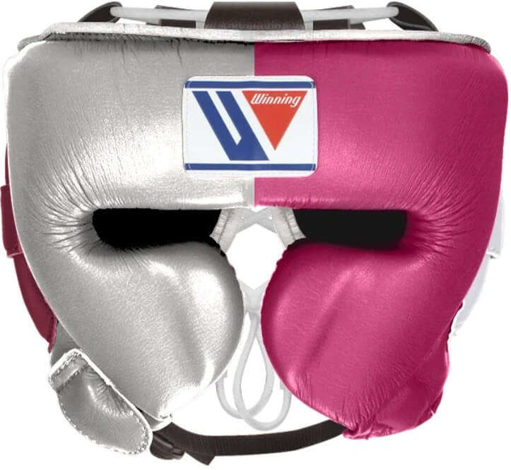 Winning Boxing Headgear Silver/Pink Padded Head Guard for Pad Work