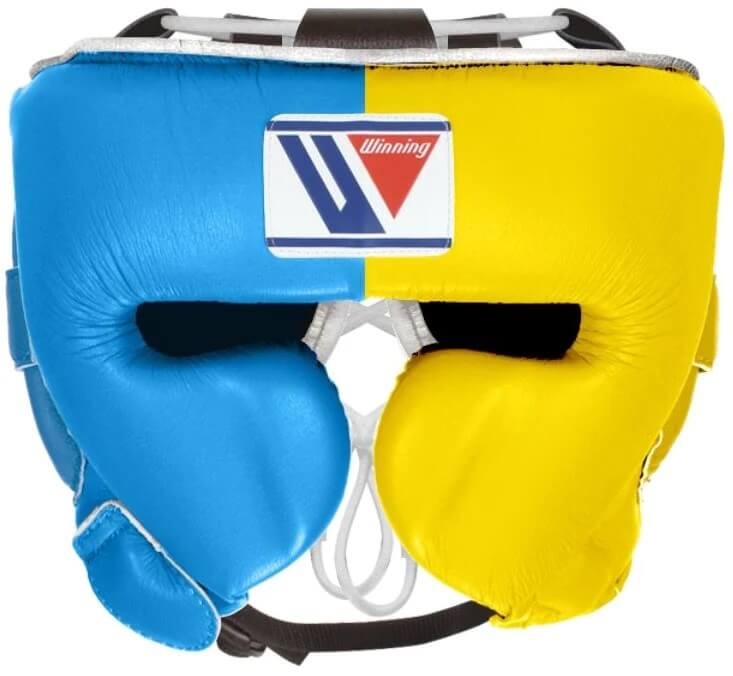 Winning Boxing Headgear Blue/Yellow Head Guard for Intense Training