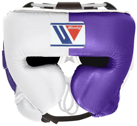 Winning Boxing Headgear White/Purple Head Guard for Boxing Training