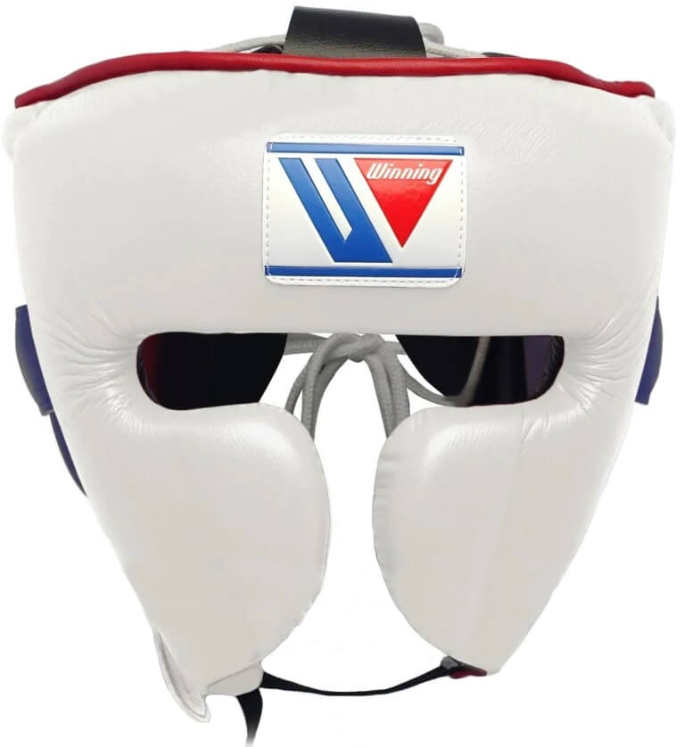 Winning Boxing Headgear White/Red Head Guard for Muay Thai Training