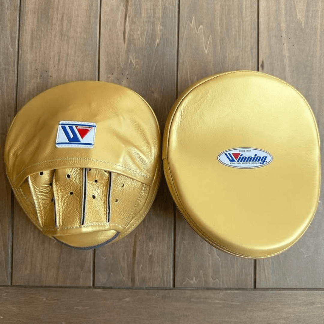 Winning Boxing Mitts Gold Leather Mitts for Intense Training