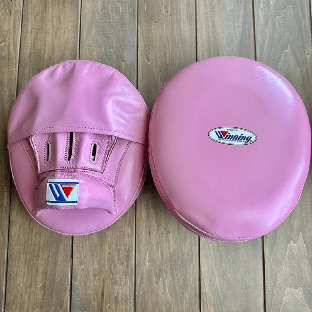 Winning Boxing Mitts Pink Leather Mitts with Strong Stitching
