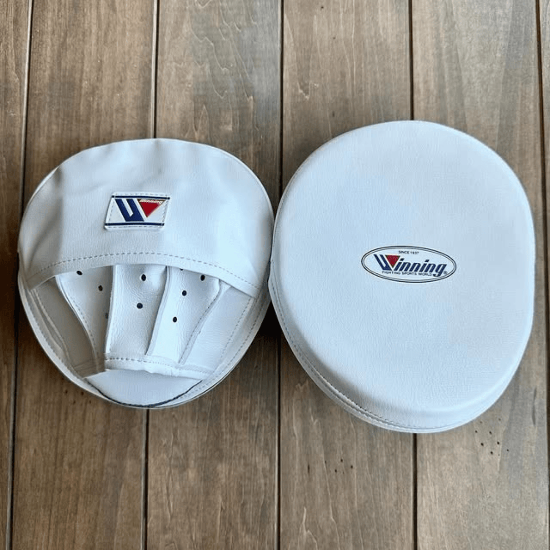 Winning Boxing Mitts White Leather Mitts for Boxing Drills