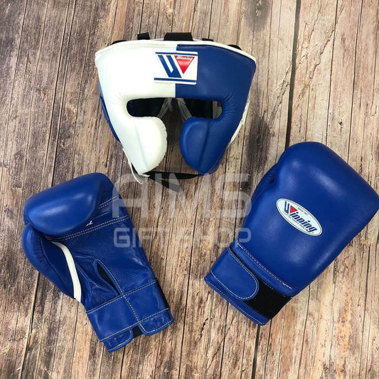 Winning Leather Boxing Set Blue/White Custom Training Collection