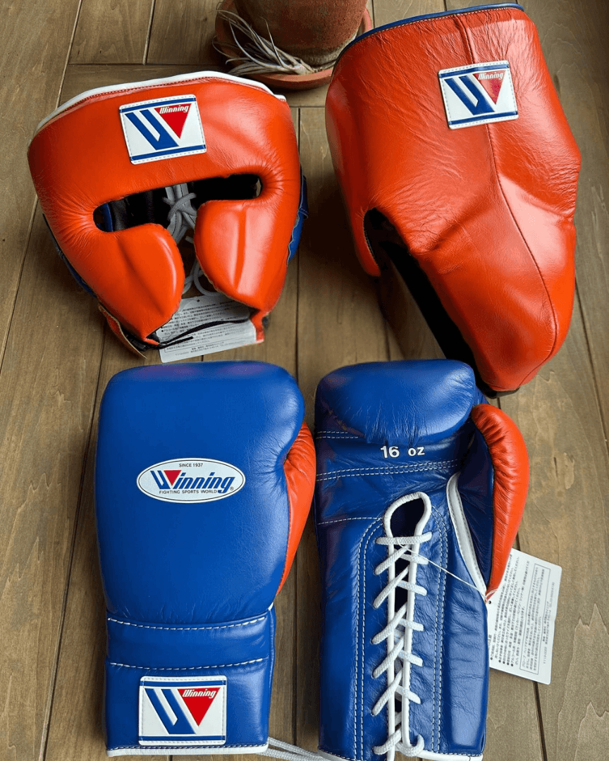 Winning Orange/Blue Boxing Set 14oz Gloves Full Gear Pack
