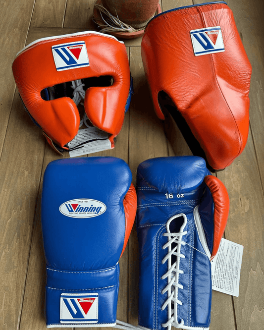 Winning Orange/Blue Boxing Set 14oz Gloves Full Gear Pack
