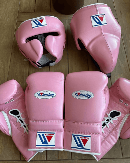 Winning Leather Boxing Set Pink Gym Training 