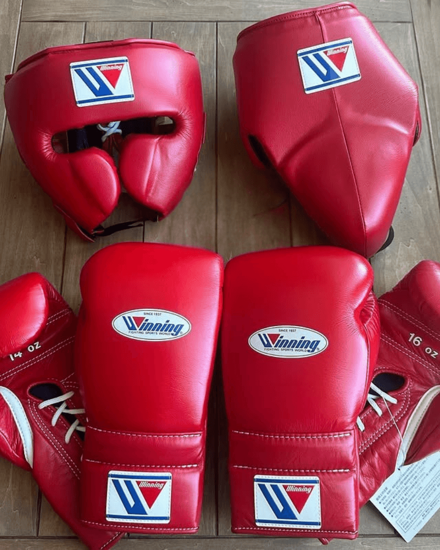 Winning Full Gear Boxing Set Red 14oz Gloves Training Pack