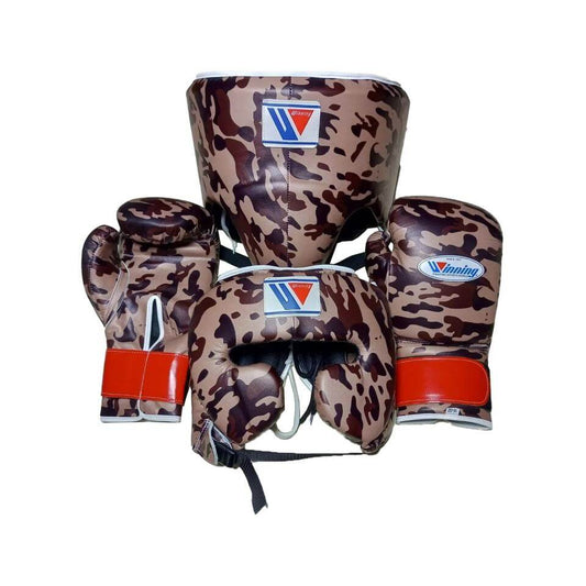 Winning Brown/Orange Boxing Set Heavy Duty Gloves Training Collection