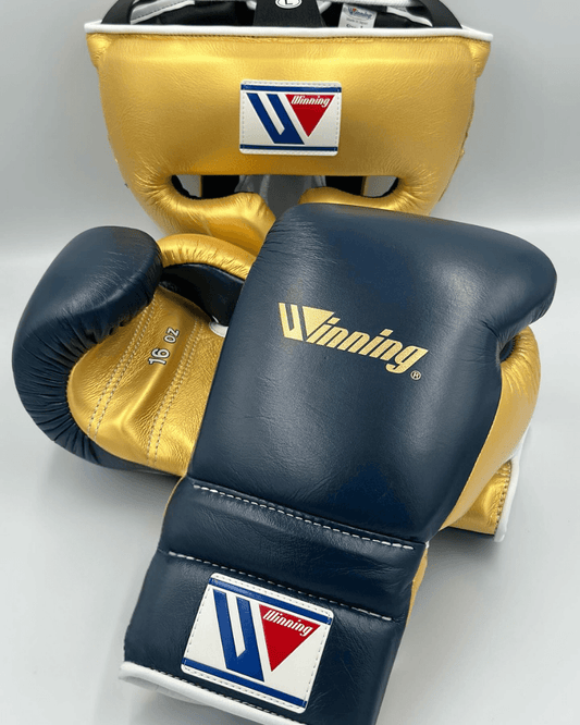 Winning Dark-Blue/Gold Boxing Set 14oz Gloves Full Gear Pack