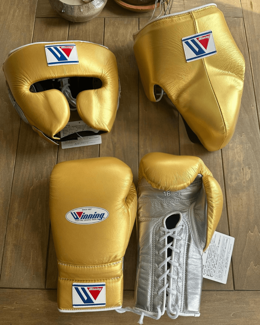 Winning Gold/Silver Boxing Set Premium Training Gloves Kit