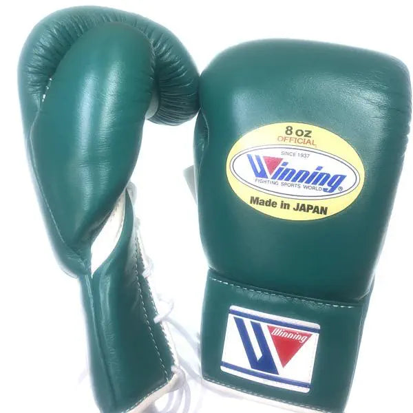 Winning Green 14oz Boxing Gloves High Quality Gym Gloves Bsck View