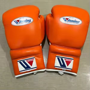 Winning Orange Boxing Gloves Premium Gym Training Pair Back View