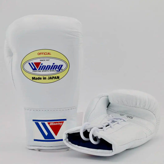 Winning White Leather Boxing Gloves Classic Design Pair