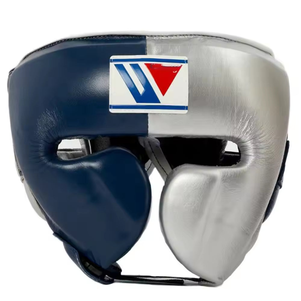 Winning Boxing Headgear Blue/Silver Padded Head Guard for Sparring