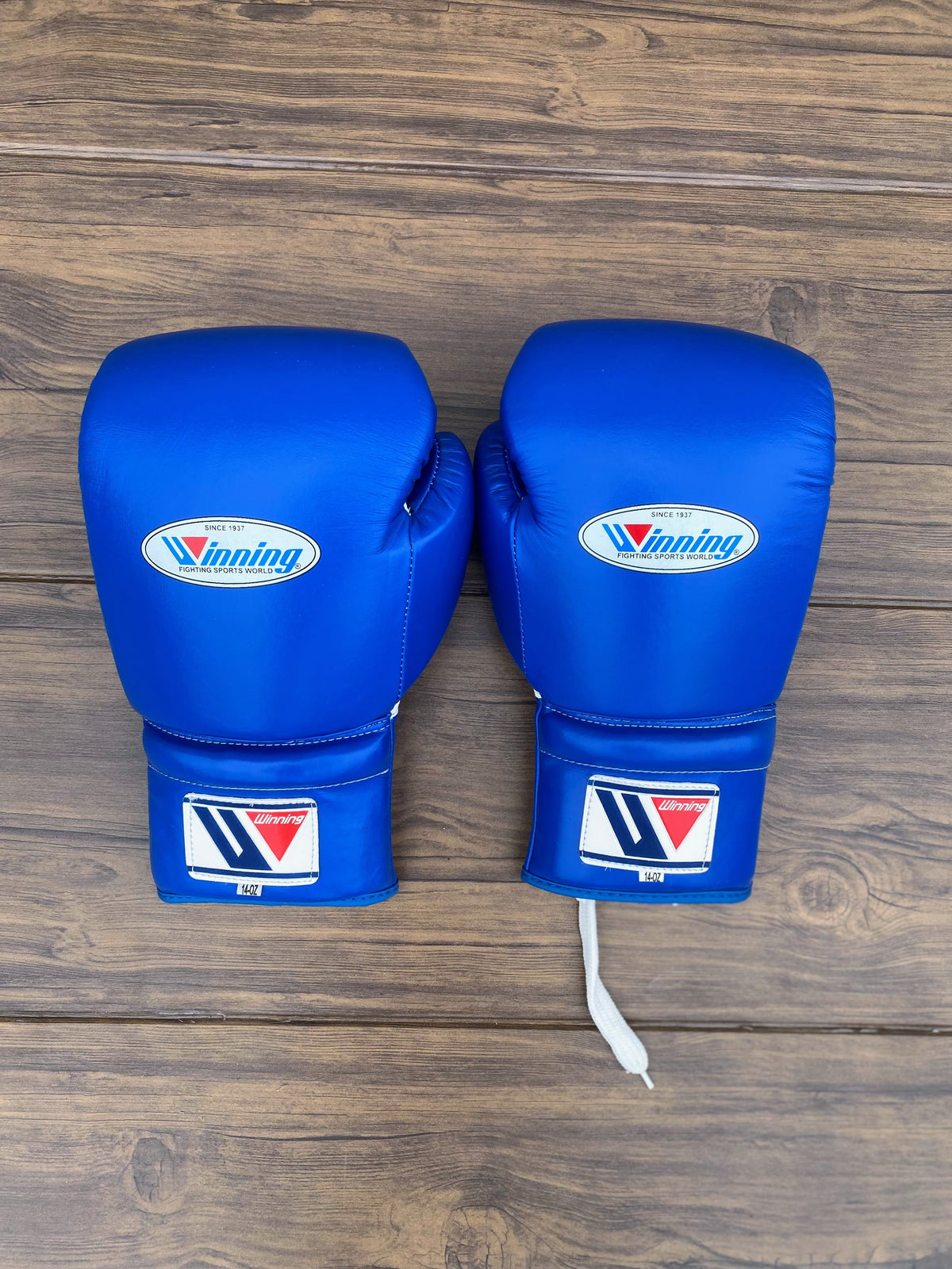 Winning Boxing Gloves Set Blue Gloves Back View