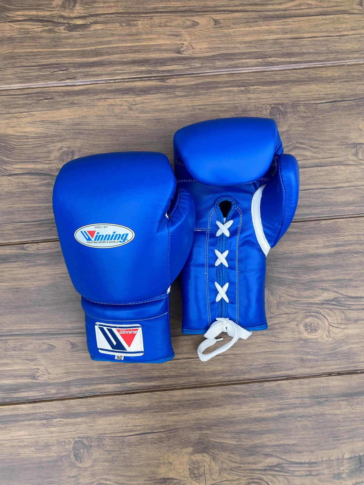 Winning Blue Boxing Set Heavy Duty Gloves Front  View
