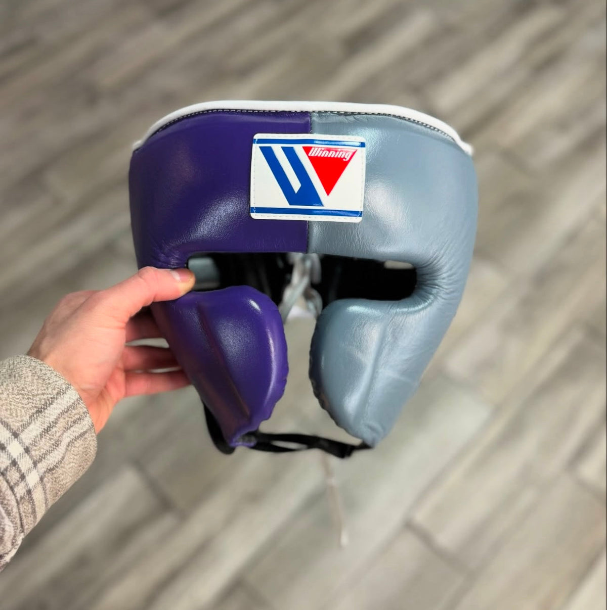 Winning Boxing Set Grey/Purple/Black Gym Training Headguard