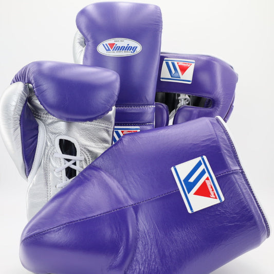 Winning Purple/Silver Boxing Set Custom Training Gloves Bundle