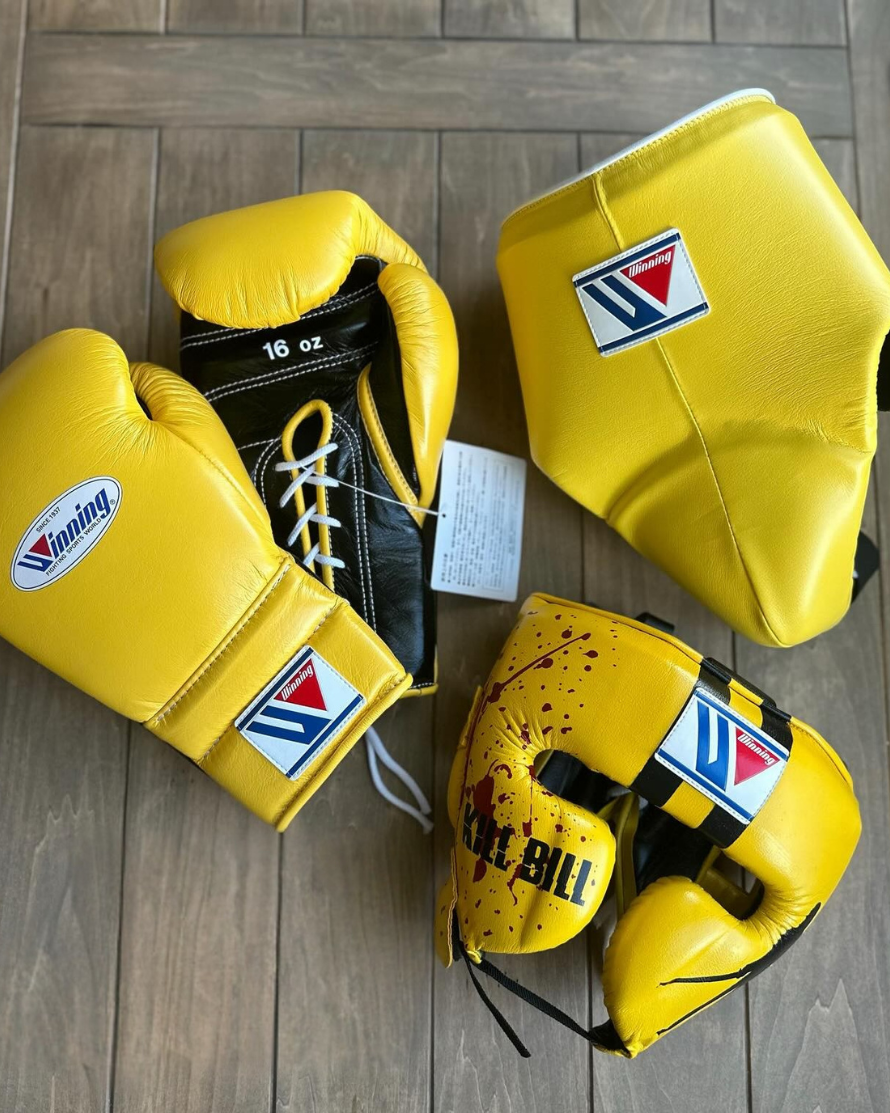 Winning Sparring Boxing Set Yellow/Black Complete Gear Bundle