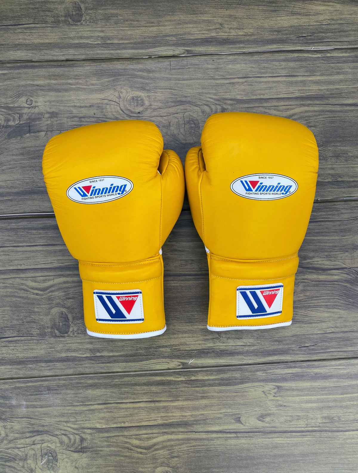Winning Yellow Boxing Set Custom Training Gloves Back View