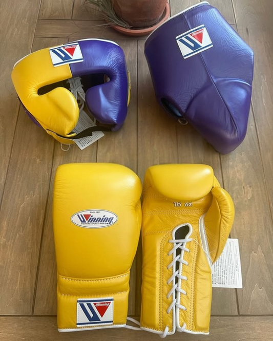 Winning Boxing Gloves Set Yellow/Purple Great Value Training Pack