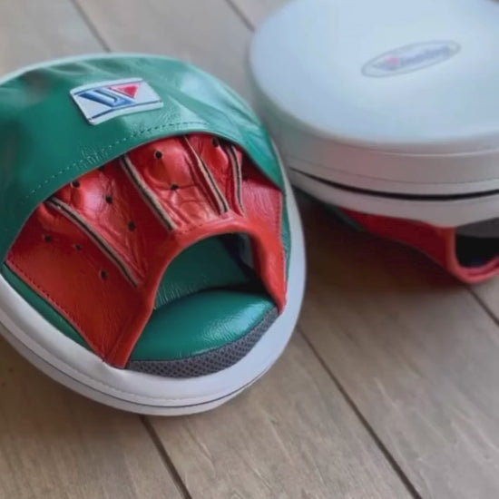 Winning Boxing Mitts White/Green/Orange Video