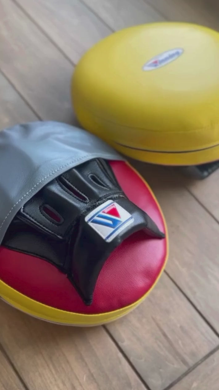 Winning Boxing Mitts Yellow/Grey/Black/Red Video